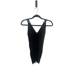 SANDRO Paris Soan Black Ribbed Knit Tank Top Double Strap Vneck Size 2